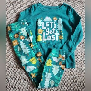 4T Kids Green Pajamas Set - Let's Get Lost